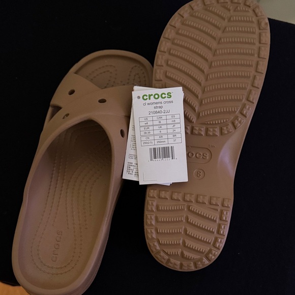 CROCS Women's Tan Cross Sandals - Picture 2 of 4